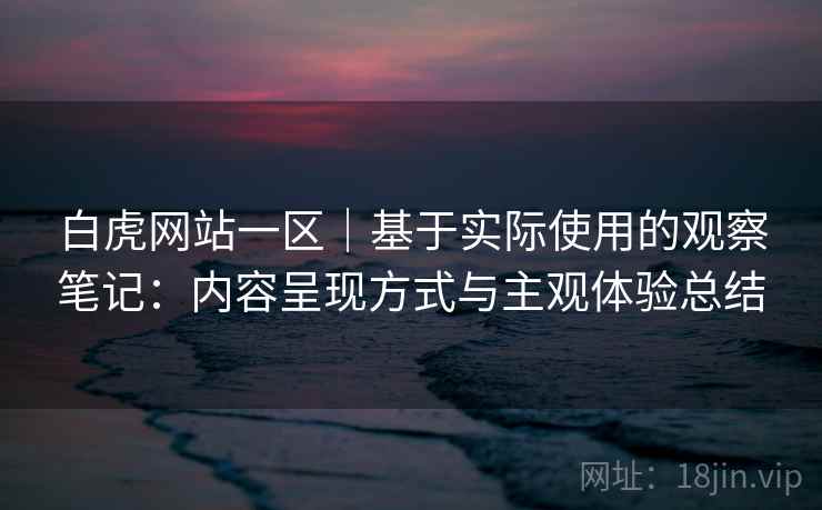 白虎网站一区｜基于实际使用的观察笔记：内容呈现方式与主观体验总结