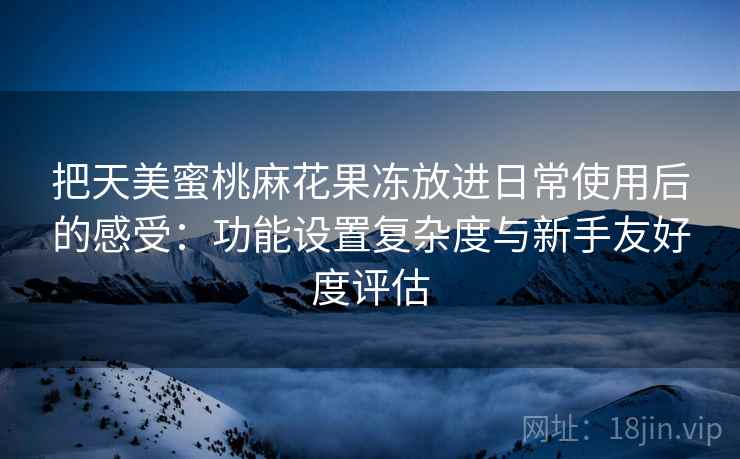把天美蜜桃麻花果冻放进日常使用后的感受：功能设置复杂度与新手友好度评估